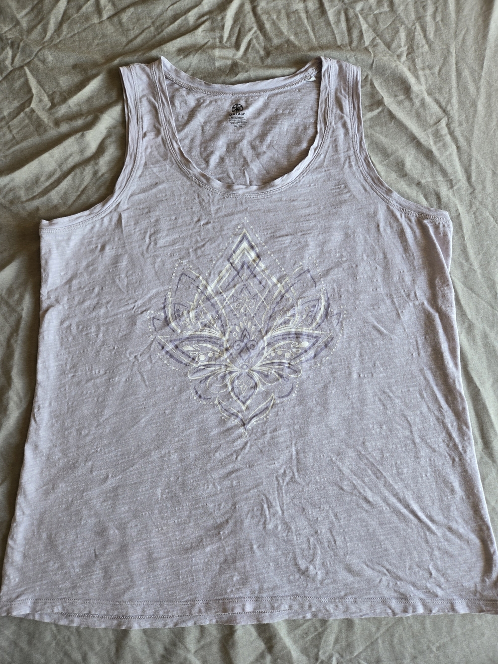 GAIAM Pale Pink Embellished Lotus Tank Top Yoga Boho Size XL